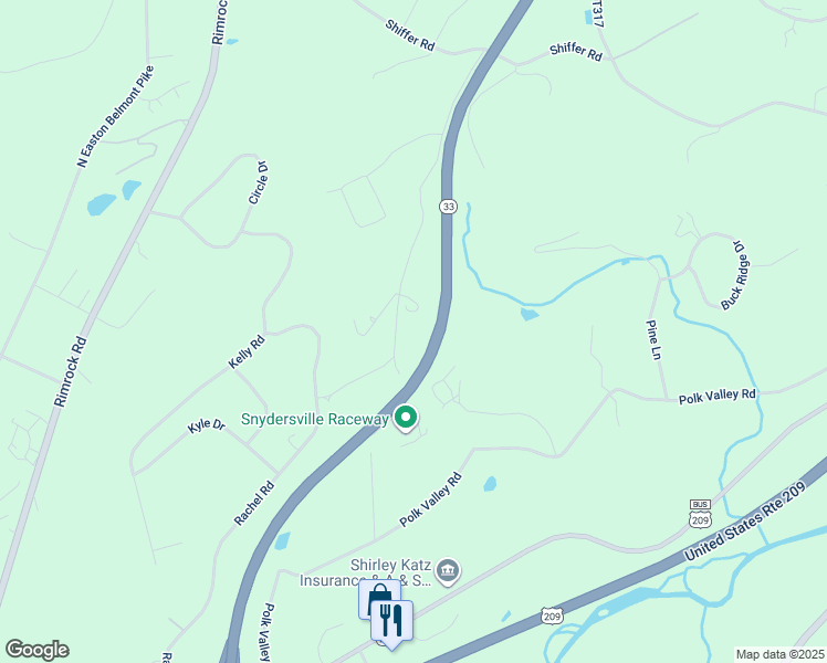 map of restaurants, bars, coffee shops, grocery stores, and more near 2213 Shafer Road in Stroudsburg