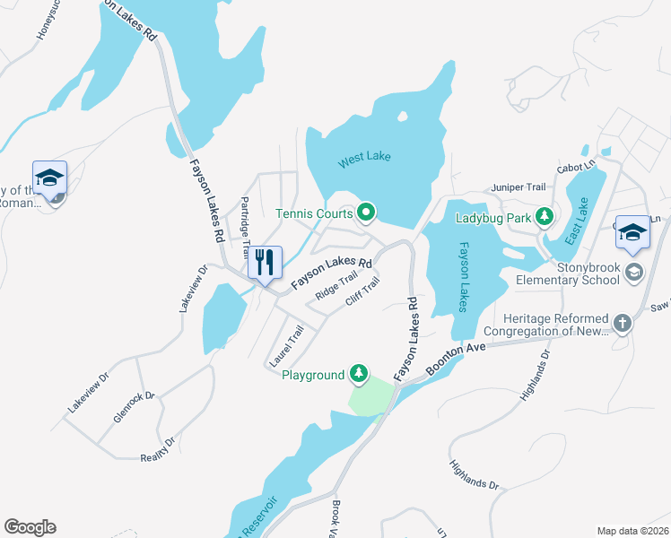 map of restaurants, bars, coffee shops, grocery stores, and more near 53 Fayson Lakes Road in Kinnelon