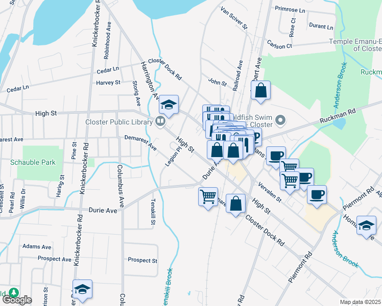 map of restaurants, bars, coffee shops, grocery stores, and more near 358 High Street in Closter