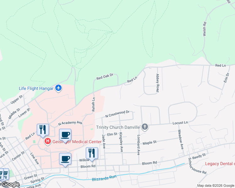 map of restaurants, bars, coffee shops, grocery stores, and more near 8 Millwood Dr in Danville