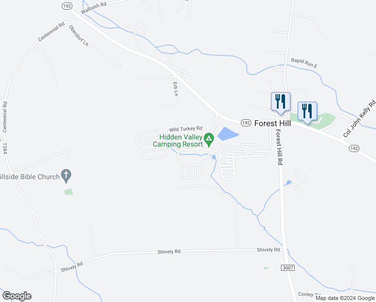 map of restaurants, bars, coffee shops, grocery stores, and more near 162 Hidden Valley Lane in Mifflinburg
