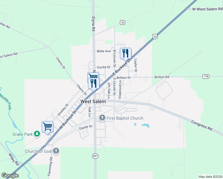 map of restaurants, bars, coffee shops, grocery stores, and more near 75 South Lincoln Street in West Salem