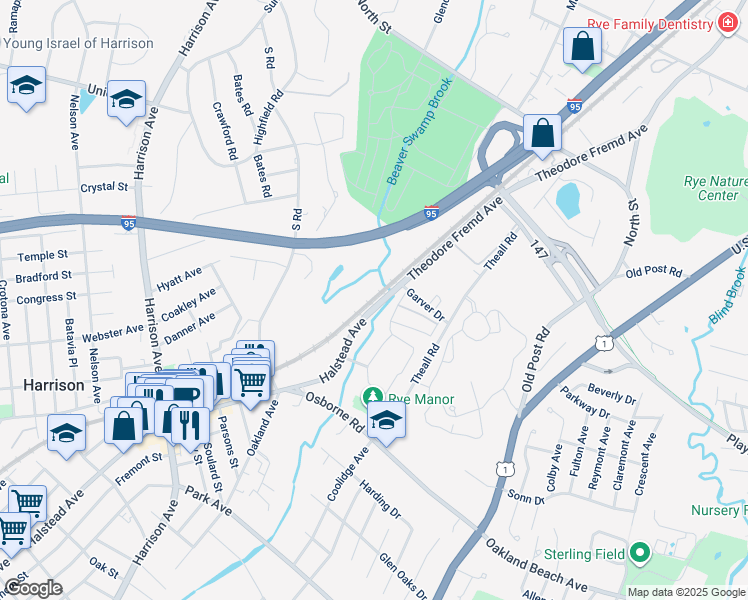 map of restaurants, bars, coffee shops, grocery stores, and more near 560 Halstead Avenue in Harrison