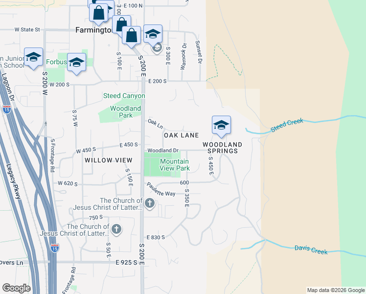 map of restaurants, bars, coffee shops, grocery stores, and more near 323 Woodland Drive in Farmington