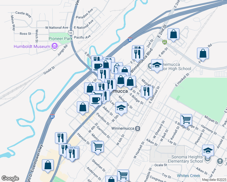 map of restaurants, bars, coffee shops, grocery stores, and more near in 