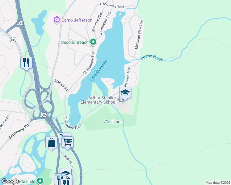 map of restaurants, bars, coffee shops, grocery stores, and more near 115 East Shawnee Trail in Wharton