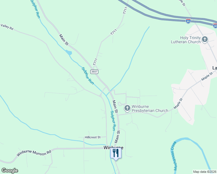 map of restaurants, bars, coffee shops, grocery stores, and more near in Winburne