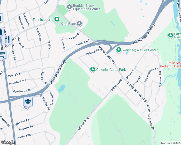 map of restaurants, bars, coffee shops, grocery stores, and more near 19 Continental Road in Scarsdale