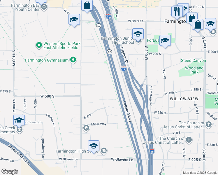 map of restaurants, bars, coffee shops, grocery stores, and more near in Farmington