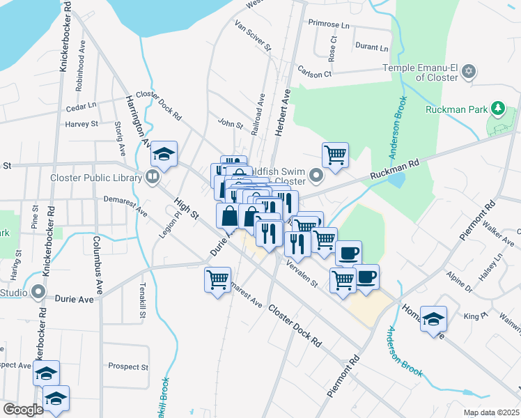 map of restaurants, bars, coffee shops, grocery stores, and more near 259 Closter Dock Road in Closter