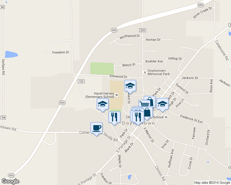 map of restaurants, bars, coffee shops, grocery stores, and more near 165 Brooklyn Avenue in Doylestown