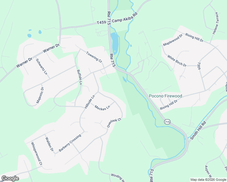map of restaurants, bars, coffee shops, grocery stores, and more near Towering Court in Stroudsburg