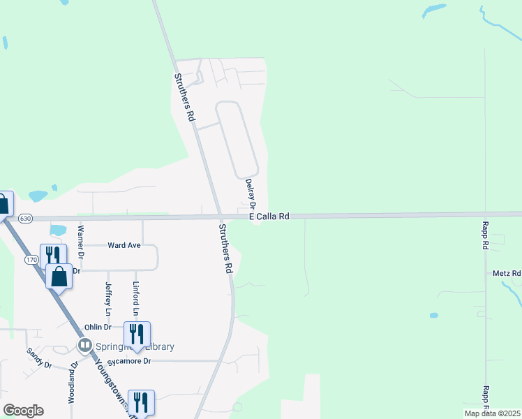 map of restaurants, bars, coffee shops, grocery stores, and more near 9937 Delray Drive in New Middletown