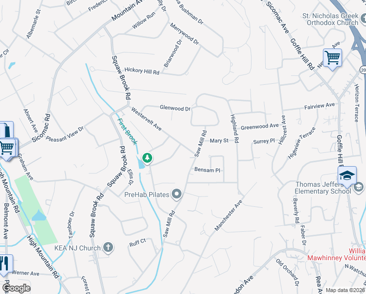 map of restaurants, bars, coffee shops, grocery stores, and more near 121 Westervelt Avenue in North Haledon