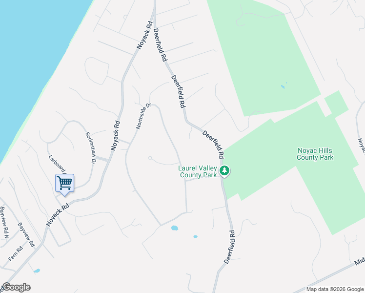 map of restaurants, bars, coffee shops, grocery stores, and more near 2604 Deerfield Road in Sag Harbor