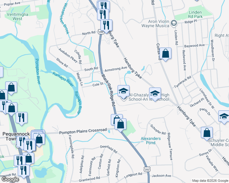 map of restaurants, bars, coffee shops, grocery stores, and more near 1006 Black Oak Ridge Road in Wayne