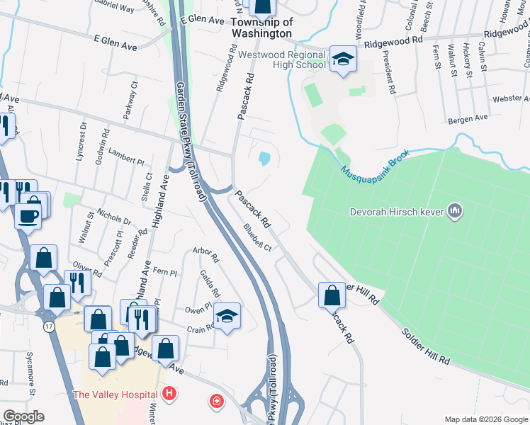 map of restaurants, bars, coffee shops, grocery stores, and more near 811 Cottonwood Court in Paramus