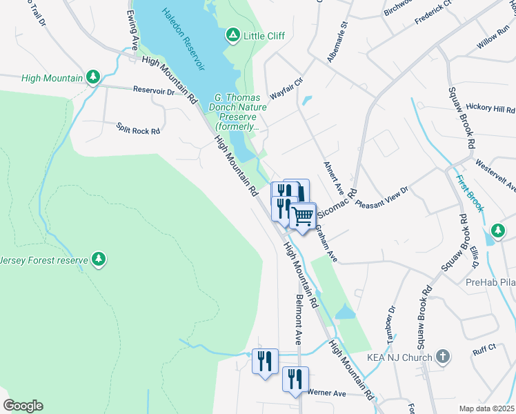 map of restaurants, bars, coffee shops, grocery stores, and more near 1133 High Mountain Road in North Haledon