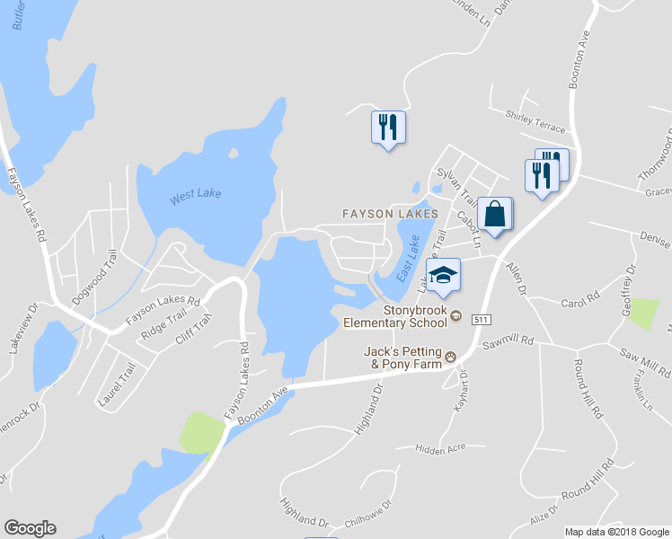 map of restaurants, bars, coffee shops, grocery stores, and more near 63 Lakeside Trail in Kinnelon