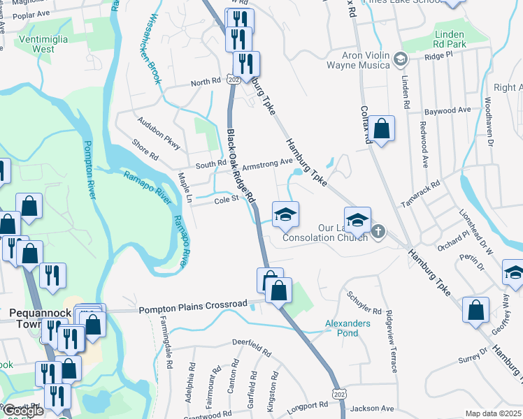 map of restaurants, bars, coffee shops, grocery stores, and more near 1006 Black Oak Ridge Road in Wayne