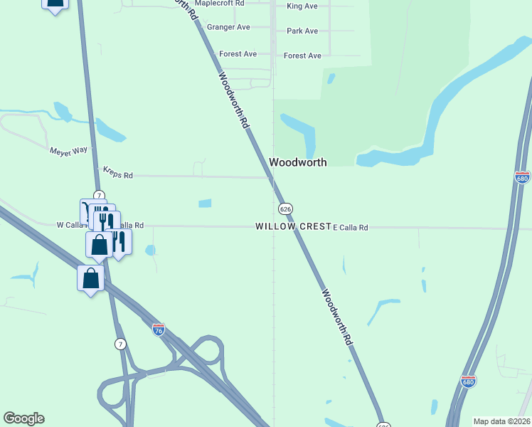map of restaurants, bars, coffee shops, grocery stores, and more near 316 East Calla Road in Poland