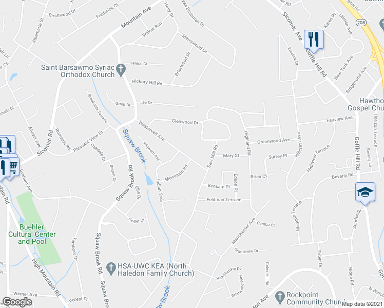 map of restaurants, bars, coffee shops, grocery stores, and more near 121 Westervelt Avenue in North Haledon