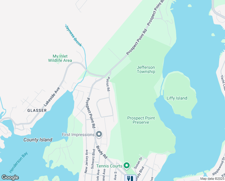 map of restaurants, bars, coffee shops, grocery stores, and more near 7 Patriot Road in Jefferson