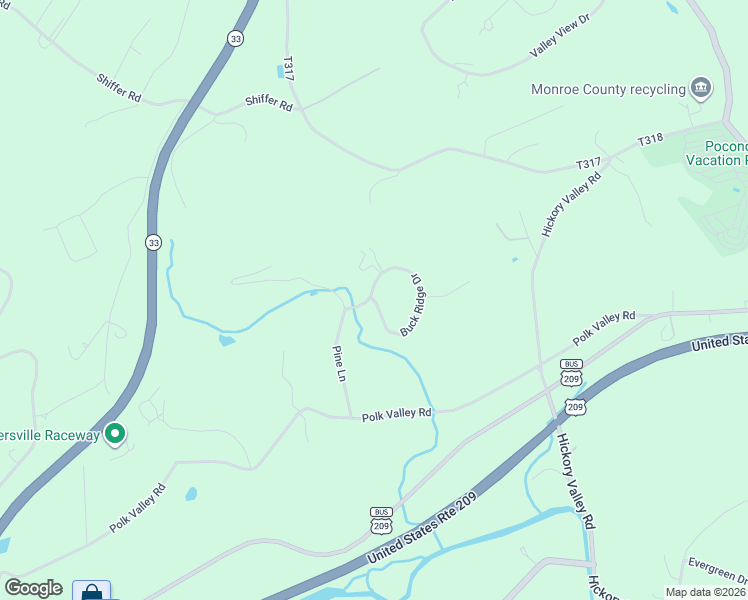 map of restaurants, bars, coffee shops, grocery stores, and more near 720 Buck Ridge Drive in Stroudsburg