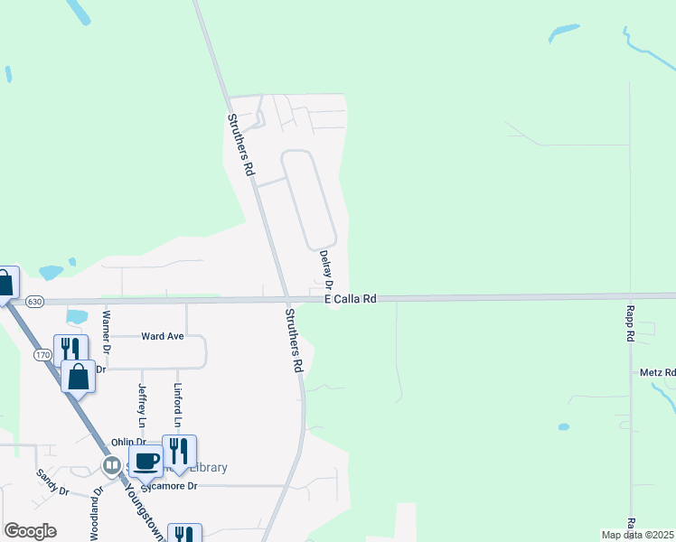 map of restaurants, bars, coffee shops, grocery stores, and more near 9937 Delray Drive in New Middletown
