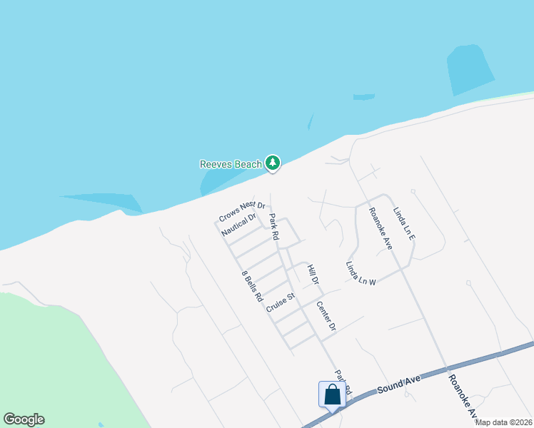 map of restaurants, bars, coffee shops, grocery stores, and more near 224 Park Road in Riverhead