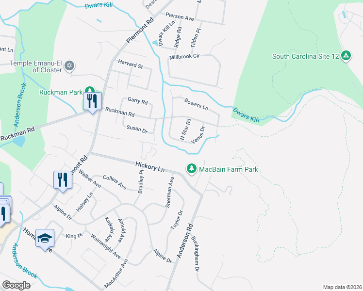 map of restaurants, bars, coffee shops, grocery stores, and more near 62 Venus Drive in Closter