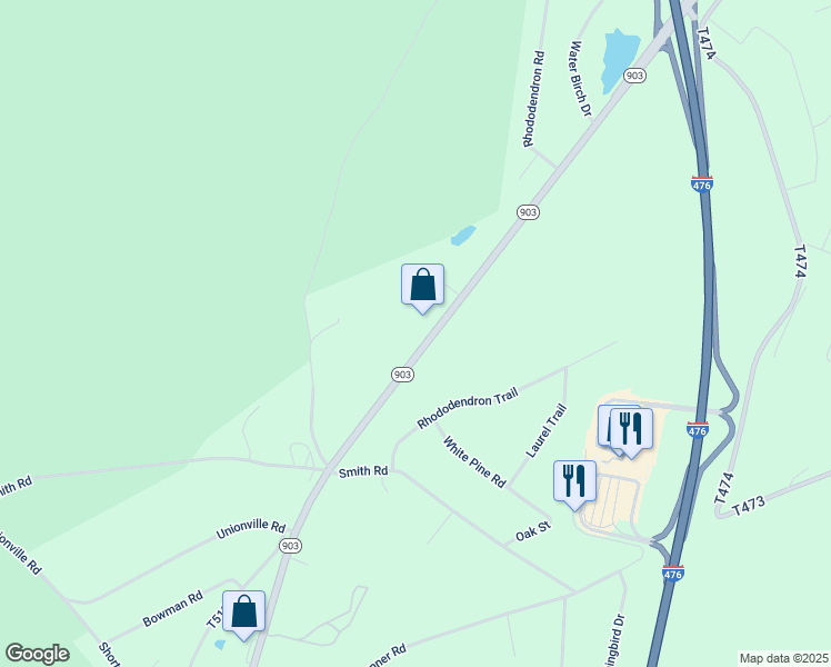 map of restaurants, bars, coffee shops, grocery stores, and more near 1933 Pennsylvania 903 in Jim Thorpe