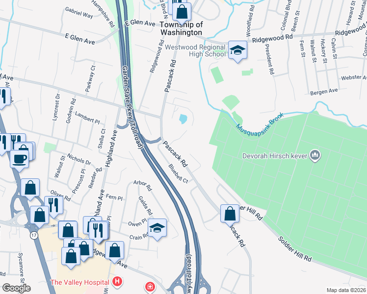 map of restaurants, bars, coffee shops, grocery stores, and more near 811 Cottonwood Court in Paramus
