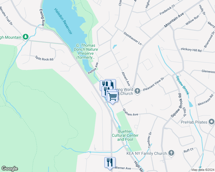 map of restaurants, bars, coffee shops, grocery stores, and more near 1132 High Mountain Road in North Haledon