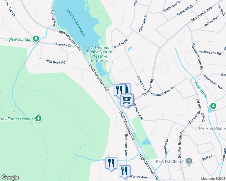 map of restaurants, bars, coffee shops, grocery stores, and more near 1132 High Mountain Road in North Haledon