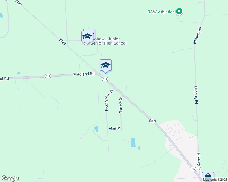 map of restaurants, bars, coffee shops, grocery stores, and more near 115 Hickory View Drive in New Castle