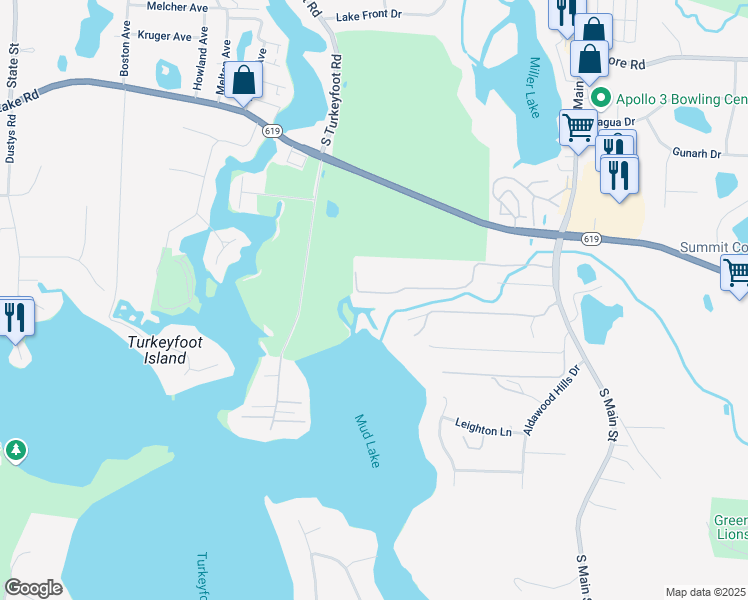 map of restaurants, bars, coffee shops, grocery stores, and more near 285 Hedgewood Drive in Akron