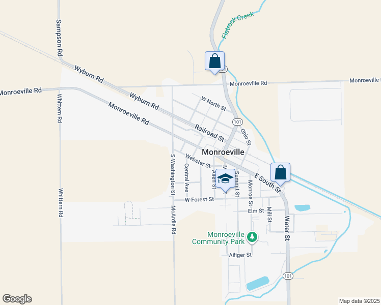 map of restaurants, bars, coffee shops, grocery stores, and more near 402-498 West South Street in Monroeville