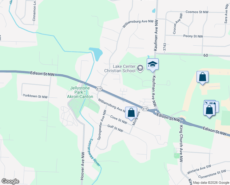 map of restaurants, bars, coffee shops, grocery stores, and more near 12779 Alicia Avenue Northwest in Uniontown