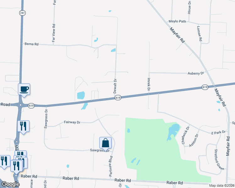 map of restaurants, bars, coffee shops, grocery stores, and more near 3261 Dewalt Drive in Akron