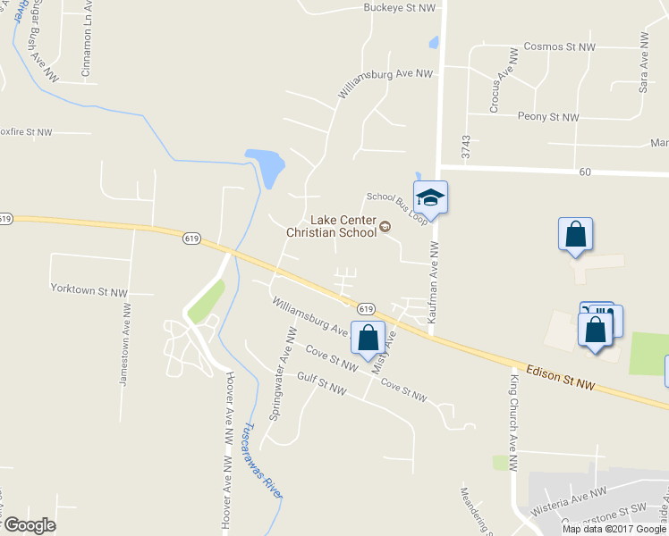 map of restaurants, bars, coffee shops, grocery stores, and more near 12779 Alicia Avenue Northwest in Uniontown