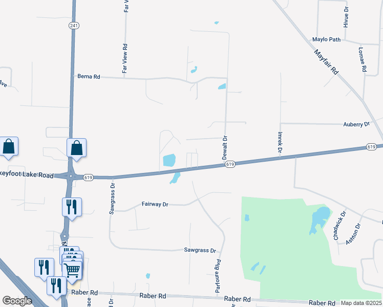 map of restaurants, bars, coffee shops, grocery stores, and more near 1901 East Turkeyfoot Lake Road in Akron