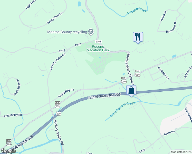 map of restaurants, bars, coffee shops, grocery stores, and more near 140 Amici Place in Stroudsburg