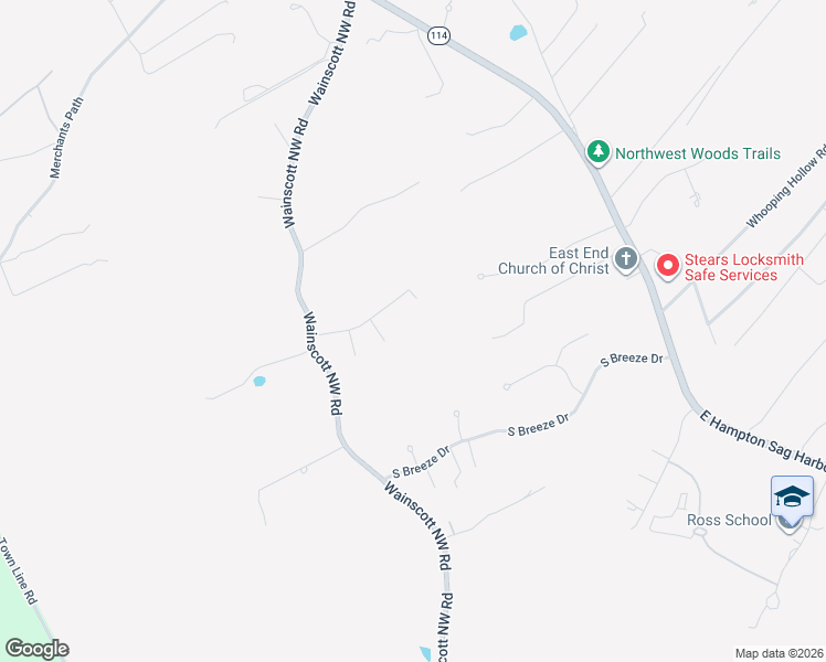 map of restaurants, bars, coffee shops, grocery stores, and more near 28 Ridge Road in East Hampton