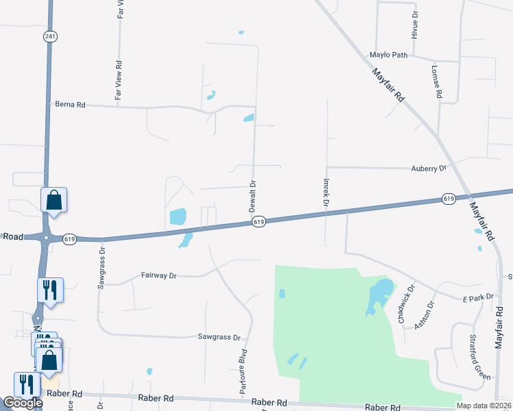 map of restaurants, bars, coffee shops, grocery stores, and more near 3261 Dewalt Dr in Akron