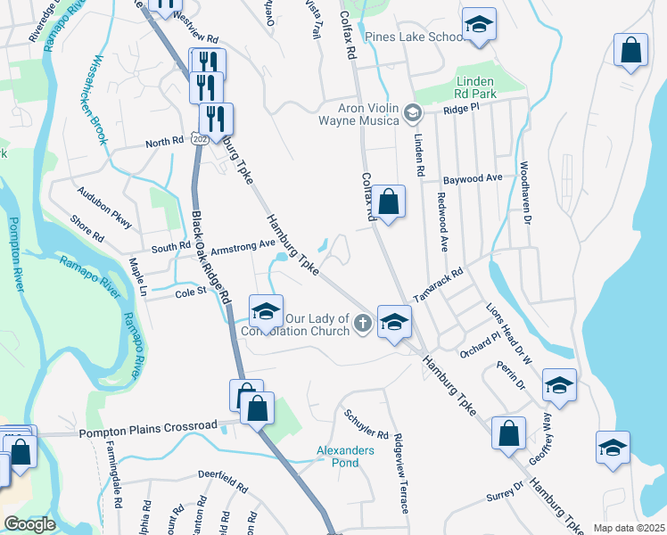 map of restaurants, bars, coffee shops, grocery stores, and more near 1908 Hamburg Turnpike in Wayne