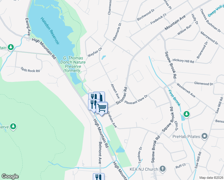 map of restaurants, bars, coffee shops, grocery stores, and more near 41 Ahnert Avenue in North Haledon