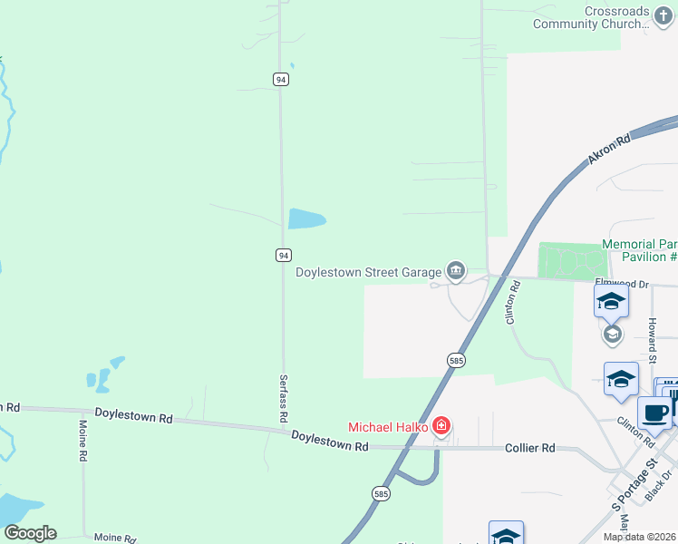 map of restaurants, bars, coffee shops, grocery stores, and more near 14433 Serfass Rd in Doylestown