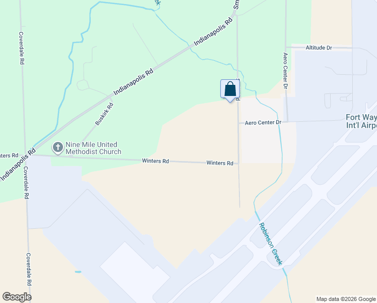 map of restaurants, bars, coffee shops, grocery stores, and more near 5610 Winters Road in Fort Wayne