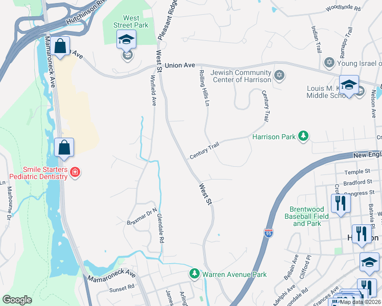 map of restaurants, bars, coffee shops, grocery stores, and more near 565 West Street in Harrison